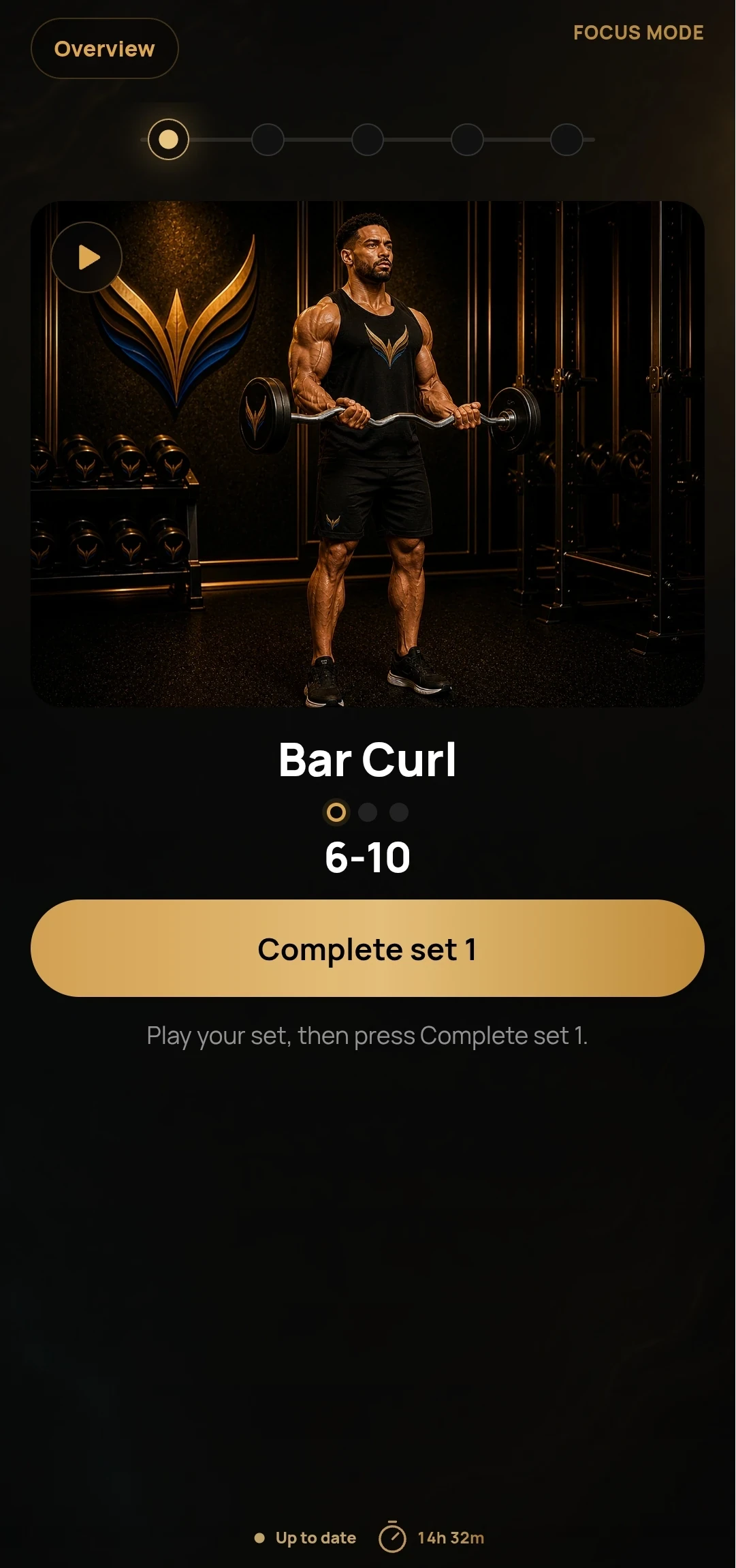 Ascension app training screen with guided workout targets